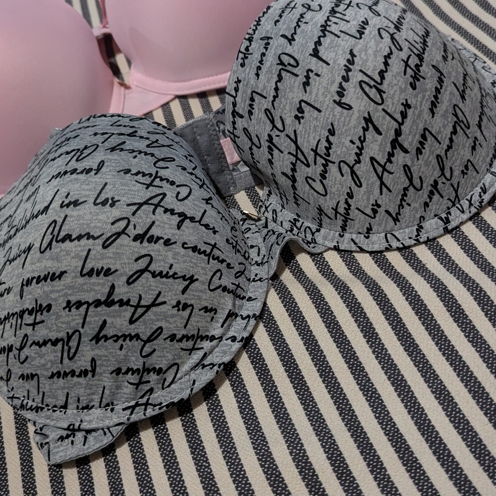 Pink and Gray Juicy Couture Women's Bra Set - Picture 2 of 7